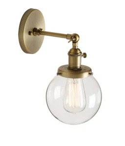 Luz de pared de latón antigua industrial Yosoan E27 Ajuste 1x bombilla de ardilla incluida - Imagen 1 de 5