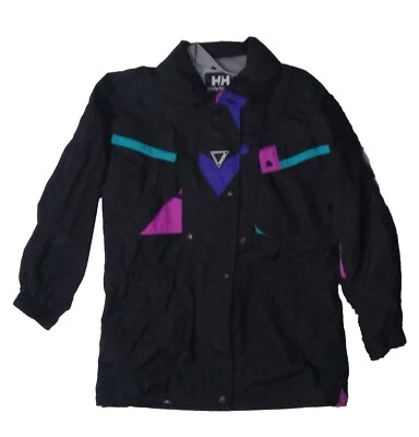 Chaqueta de esquí Helly Hensen equipa negra y rosa neón púrpura verde mediana impermeable  Foto 1 de 4
