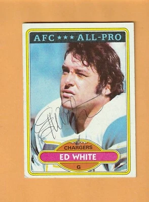 Ed White San Diego Chargers AUTO Signed 1980 Topps Indio California 1T - Image 1 of 2