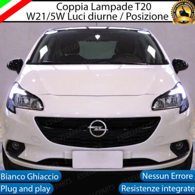 COPPIA LUCI DIURNE DRL POSIZIONE LED T20 W21/5W OPEL CORSA E CANBUS 6000K BIANCO - Immagine 1 di 4
