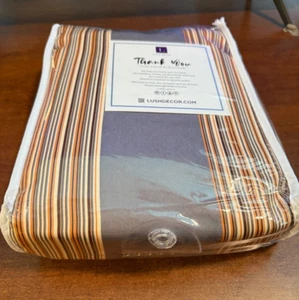 (set) Lush Decor Julia Stripe Room Darkening Window Curtain Panels Gray 52"x108" - Picture 1 of 3