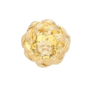 Vintage 9Carat Yellow Gold Citrine Solitaire Ring (Size J 1/2) 17mm Diameter - Picture 1 of 3