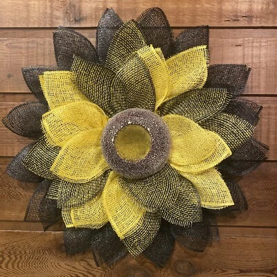 Yellow Sunflower Wreath Front Door Wreath Wall Decor Black / yellow 24”x24”x3.5” - image 1 of 4