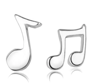 Impressive S925 Sterling Silver Tone Music Pro Stud Earrings - Picture 1 of 7