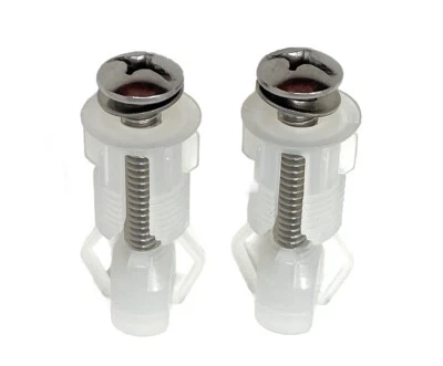 Paquete de 2 pernos de bisagra de asiento de inodoro de repuesto de acero inoxidable con arandelas y tuercas Foto 1 de 4