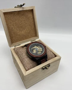 Orologio Uomo Dante Picchio Legno di Sandalo Rosso Legno Ebano Movimento Automatico - Foto 1 di 18