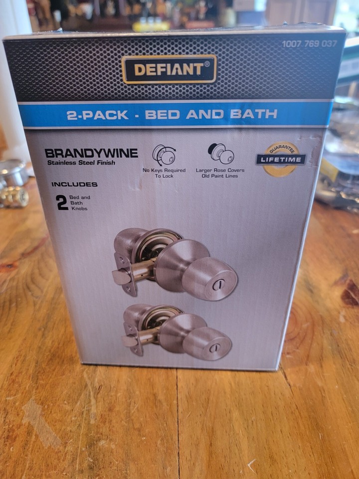 Defiant Brandywine Stainless Steel Bed/Bath Door Knob (2-Pack