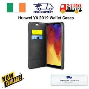 Leather Magnetic Flip Wallet Book Case Cover for Huawei Y6 2019 Tempered Glass - Imagen 1 de 1
