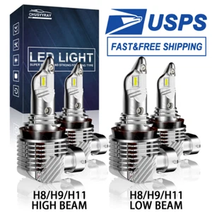 4x H8 H9 H11 LED Headlight Bulb Kit High/Low Beam Super Bright 6500K Xenon White - Picture 1 of 12