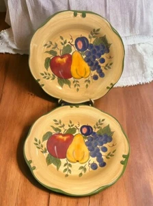 Paar Home Trends Granada Keramik Obst Teller Apfel Birne Trauben Pflaume 11 Zoll - Bild 1 von 8