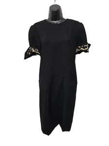Bill Blass Dress Black Short Sleeve Size 6 - Elegent Black Dress  Designer Dress - Picture 1 of 12
