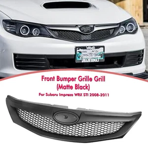 Matte Black Front Bumper Grille Mesh For Subaru Impreza WRX STI 2008-2011 2009 - Picture 1 of 17