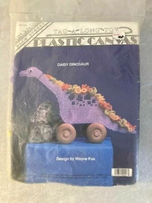 Dinosaur Plastic Canvas Kit "Daisy Dinosaur" #7 Mesh Wooden Wheels NEW SEALED - Image 1 of 2