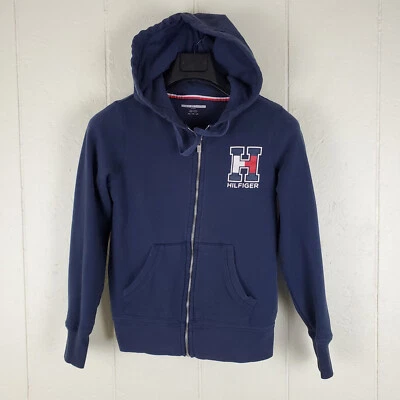 Tommy Hilfiger Hoodie Women Extra Small Blue Graphic Drawstring Long Sleeve Zip — 第 1/4 张图片
