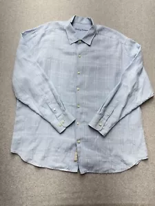Tommy Bahama Shirt Mens XXL 2XL Blue Textured Check Linen Coastal Beach Outdoors - Picture 1 of 14