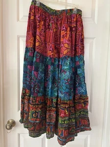 Vintage Revue Rock Damen Medium Maxi Besenstiel Mehrfarbig Hippie Fun Boho 90er - Bild 1 von 7