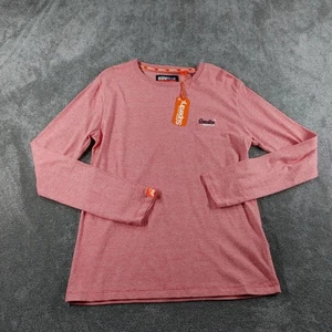 Superdry Hemd Herren Medium Pfirsich Koralle Langarm Baumwolle meliert mit Etikett - Bild 1 von 9