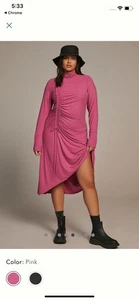 Anthropologie Daily Practice XL Pink Ruched Dress - Picture 1 of 17