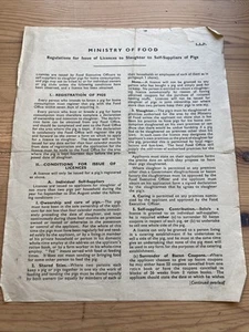 1948 Ministry Of Food Leaflet - Regulations for Licences To Slaughter Pigs - Picture 1 of 6