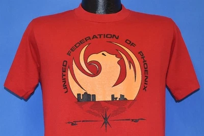 Camiseta roja de colección años 80 FEDERACIÓN UNIDA PHOENIX AZ UFP STAR TREK CLUB DE FANS CIENCIA FICCIÓN M Foto 1 de 4