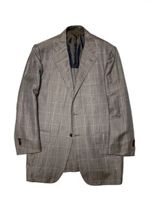 [USED]Kiton 3B jacket cashmere linen brown beige Size: 50 FROM JAPAN - Picture 1 of 10