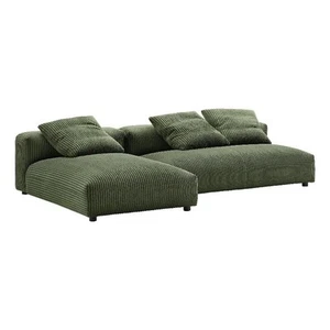 Solace2-Piece Modular Corduroy Upholstered Sectional Sofa With Chaise in Fern - Picture 1 of 11
