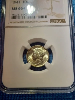 1941P MS66+FB NGC Mercury Dime Strong Strike, Full Luster - Image 1 of 4