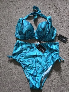 Pour Moi Seychelles Bikini. Lightly Padded Halter . rr50 . Size 34D. Bottom 12. - Picture 1 of 11