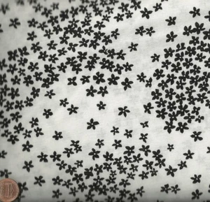 Black white lily flowers small floral Timeless Treasures fabric - Picture 1 of 1