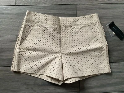 PANTALONES CORTOS PERFORADOS DE CUERO PARA MUJER MARC JACOBS, PERLA TINTADA, NUEVOS CON ETIQUETAS $598, 0 Foto 1 de 2