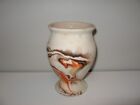 Nemadju Pottery Urn Shaped Vase Cream, Orange, Brown Swirl 6" USA VGC 