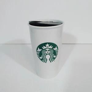 Starbucks Ceramic Travel Mug 12 oz White Tumbler Green Siren Logo With Lid 2016 - Picture 1 of 5