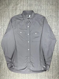 ENGINEERED GARMENTS Work Shirt, MEN'S LARGE - Slim, Herringbone Cotton, Grey USA - Picture 1 of 8