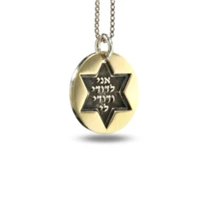 Unterstützung Israel Davidstern Ani L'dodi Anhänger Halskette in 925 Silber & 9k Gold - Bild 1 von 7