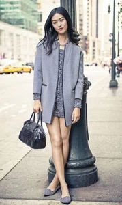 EXPRESS FAUX LEATHER TRIMMED HOUNDSTOOTH WOMEN COAT Sz M NWOT $198 - Picture 1 of 7