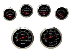 6 Gauge Set Mechanical Speedometer Hot Rod Street Rod Universal Black - Picture 1 of 3