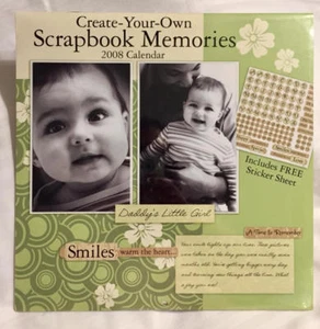2008 Wall Calendar Scrapbook Memories Free Stickers Colorful Craft Journal NEW - Picture 1 of 8