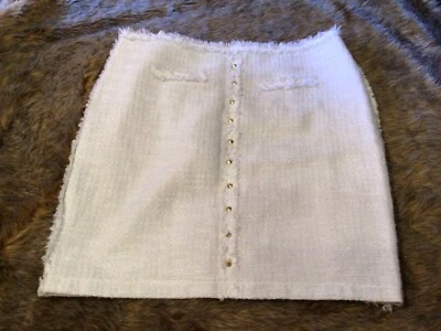 Saia lápis feminina Jennifer Lopez com franja cravejada metálica tweed tamanho 10 - Imagem 1 de 4