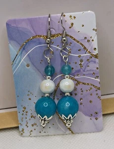 Blue Amazonite Beaded Earrings - Picture 1 of 3