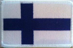 Finnland Flagge bestickt aufbügeln Aufnäher Armee Emblem weißer Rand - Bild 1 von 1