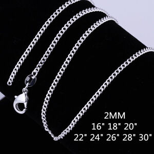 Wholesale New 925 Sterling Silver Filled 2mm Classic Chain Necklace For Pendant