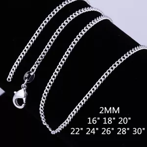 Wholesale New 925 Sterling Silver Filled 2mm Classic Chain Necklace For Pendant - Picture 1 of 10