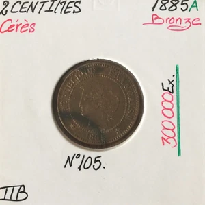 2 CENTIMES CERES - 1855A - Pièce de monnaie en Bronze // TTB - Foto 1 di 2