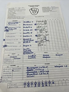 RARE HTF 1989 Milwaukee Brewers 4/25/89 Team Game Used Prep Schedule Vs Twins - Picture 1 of 9