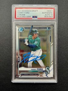 Harry Ford Signed 2021 Bowman Chrome Draft Auto PSA 10 #BDC-1 Mariners Rookie