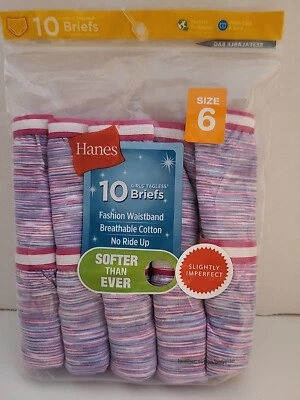 Hanes Girls Size 6 Tagless Briefs 10 Pack - Image 1 of 4