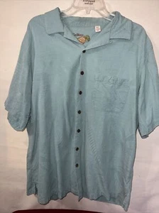 Caribbean Button Down Embroidered Shirt Silk Blend  - Picture 1 of 12