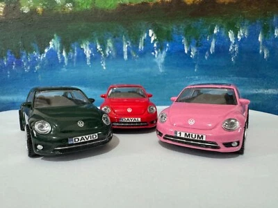 Coche de juguete diecast VW Volkswagen Beetle 1:43, cualquier nombre - regalo para niños adultos - caja Foto 1 de 4