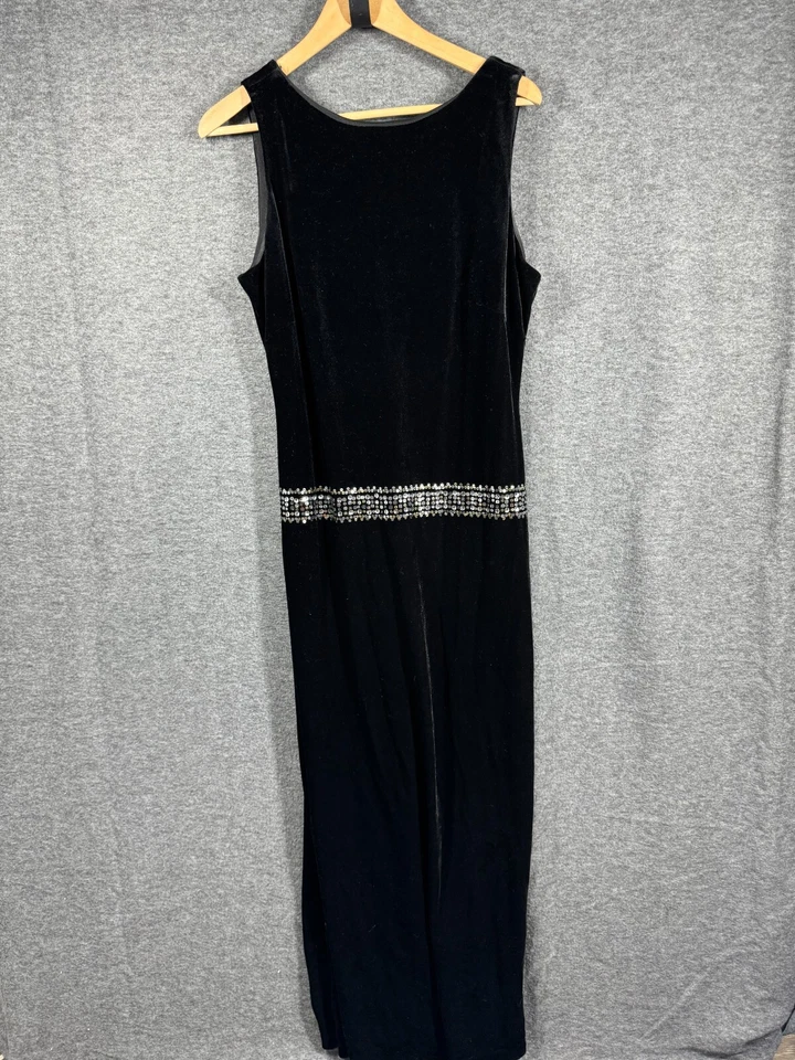 Vintage Robbie Bee Velvet Maxi Dress Womens 10 Black Low Back - Image 1 of 4