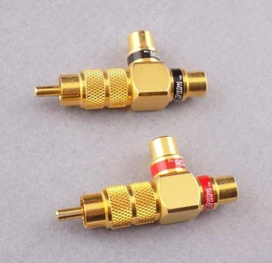 Stereo Pair Audio Stream RCA Solid Metal Splitter Block 1M to 2F Y-Adapter - Picture 1 of 4